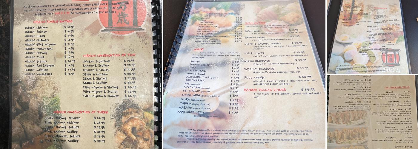 Kyonekko Sushi and Hibachi Express Canton Menu
