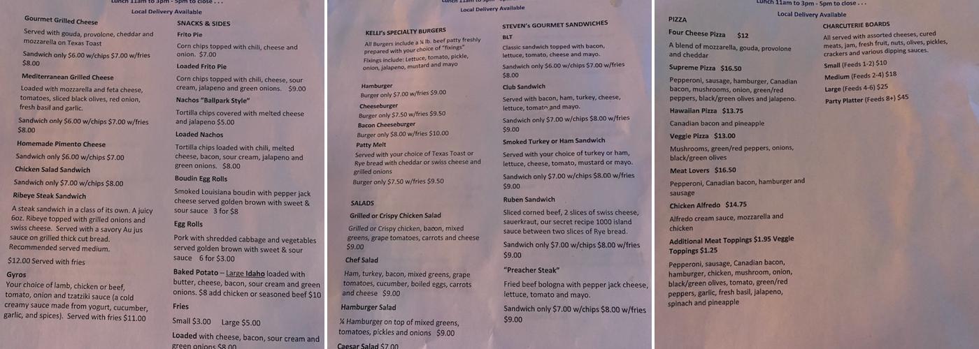 Rack and Roll Beer and Billiards Menu