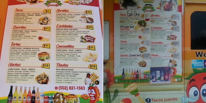 Tacos Juanito Menu