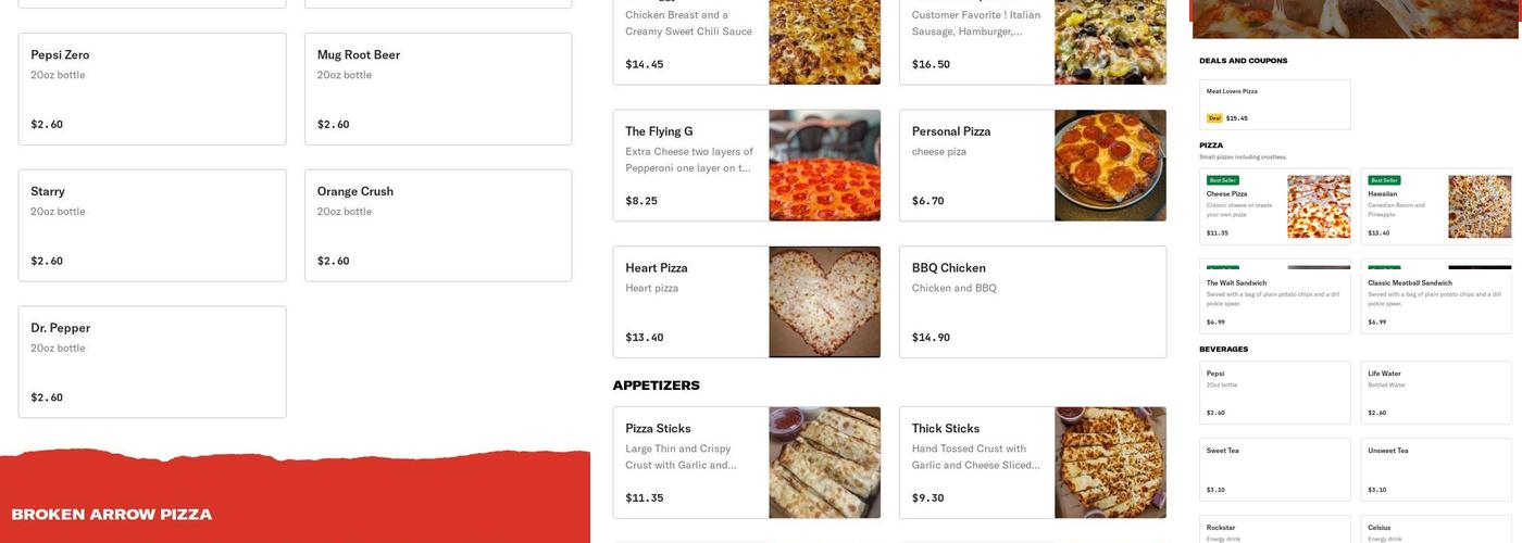 Broken Arrow Pizza Co. Menu