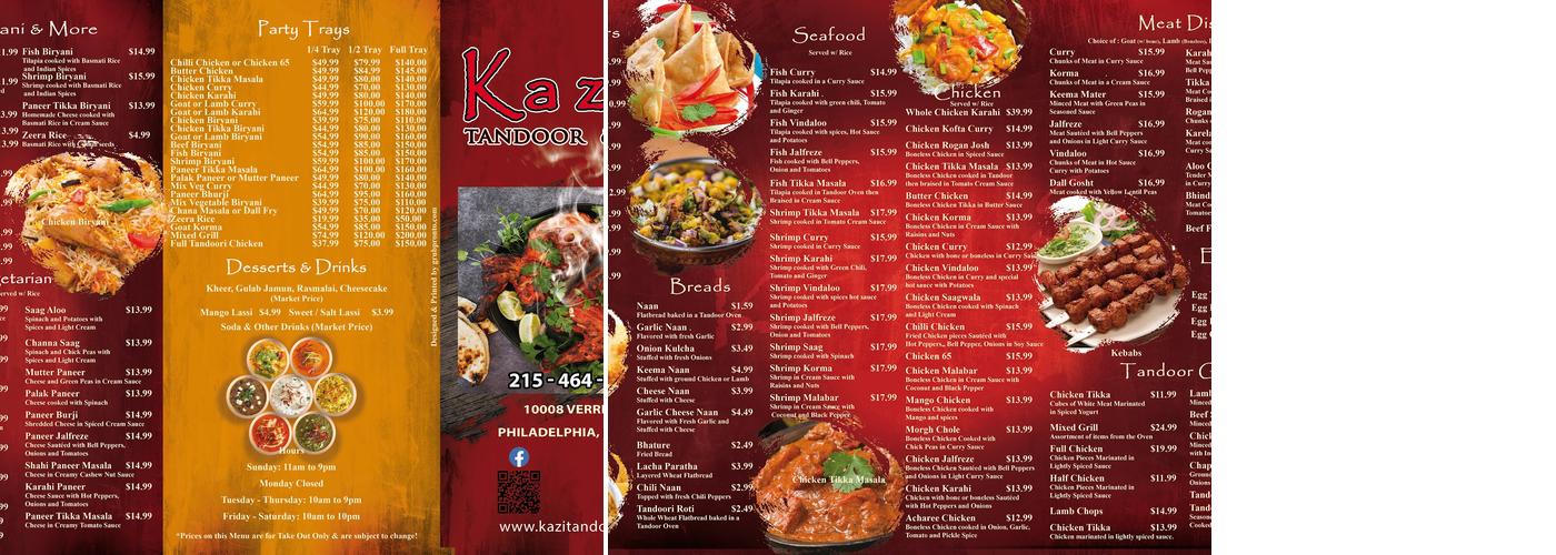 Kazi's Tandoor & Grill Menu