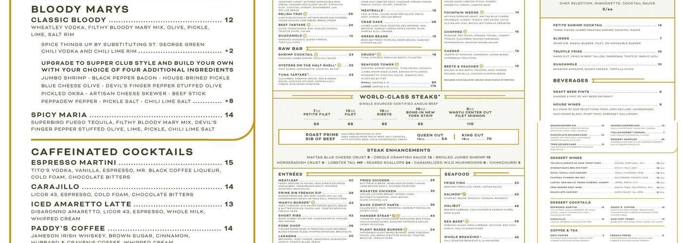 The Fountain Room Menu