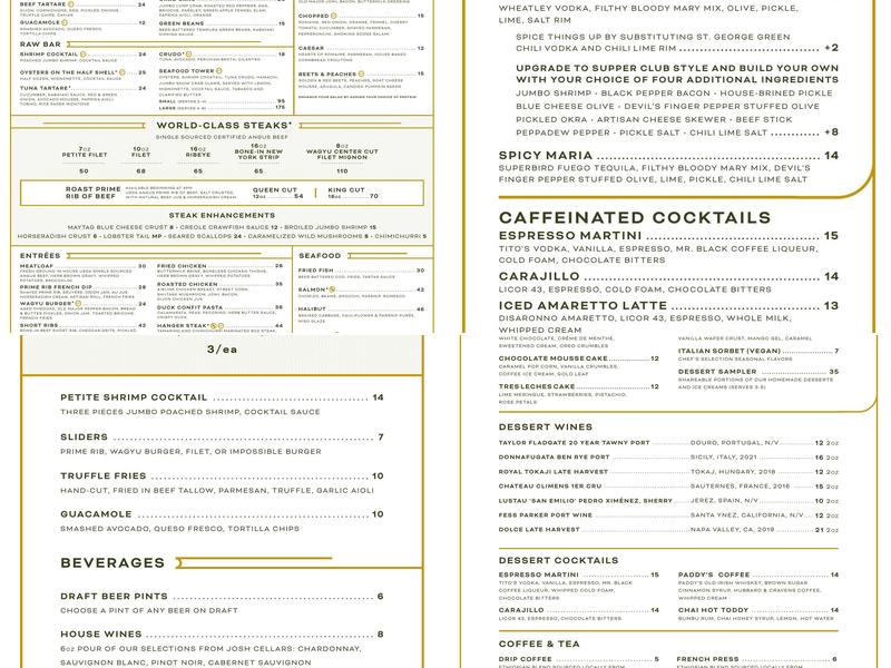 The Fountain Room Menu