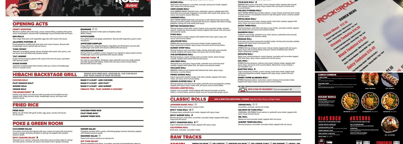 Rock N Roll Sushi Menu