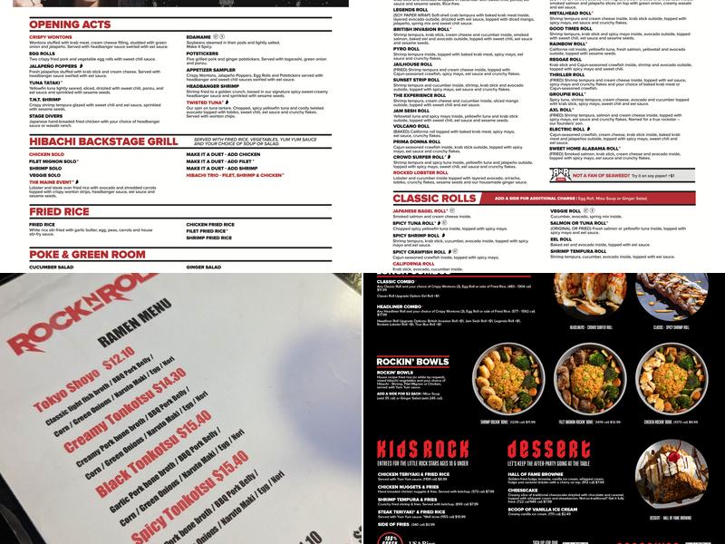 Rock N Roll Sushi Menu