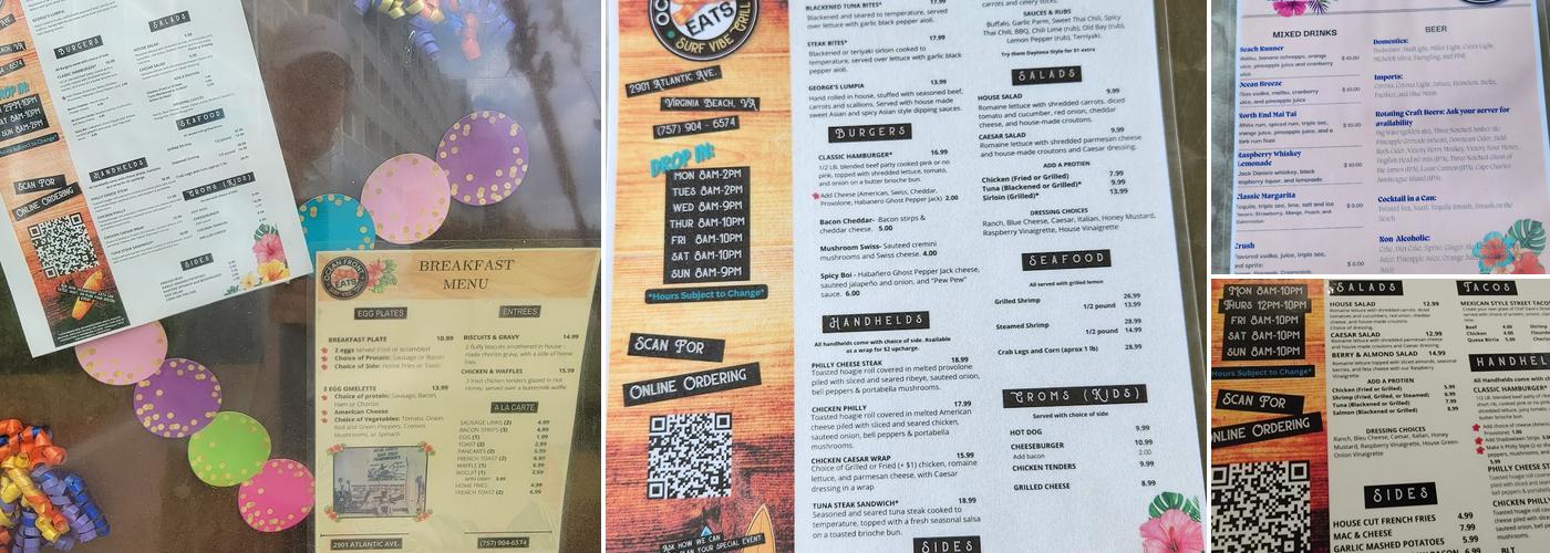 Oceanfront Eats Menu