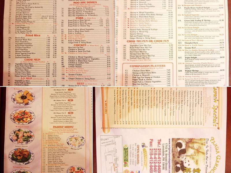 Panda Garden* Menu