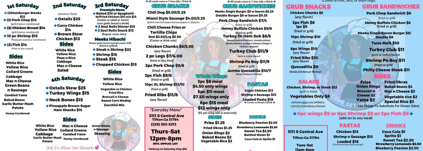 Meeks Grub Spot Menu