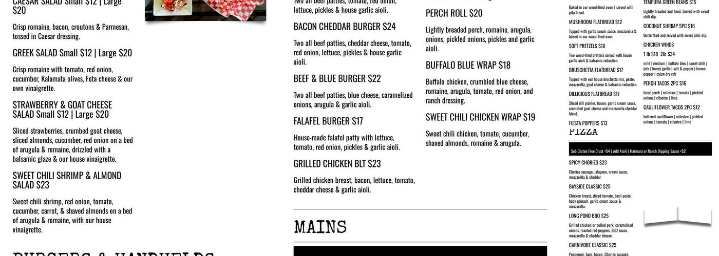 Bayside Brewing Company Menu