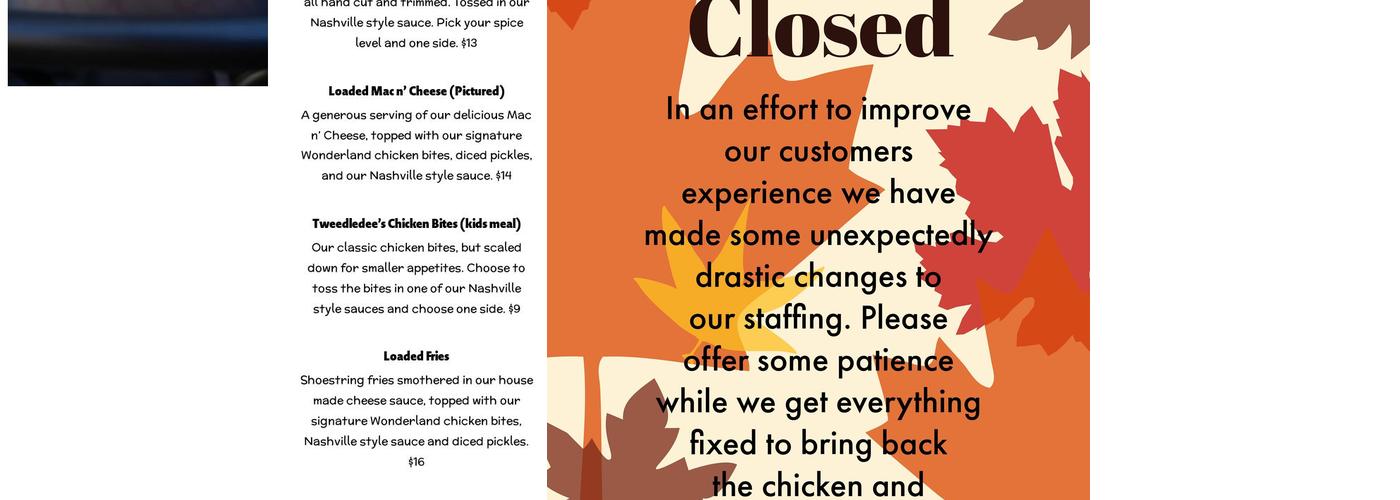 Wonderland Chicken Co @ Bunk+Brew Menu