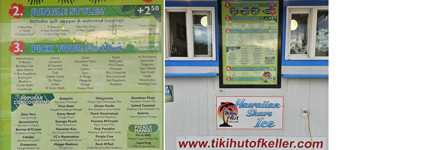 The Tiki Hut of Keller Menu