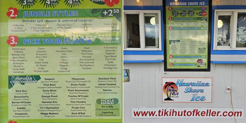 The Tiki Hut of Keller Menu