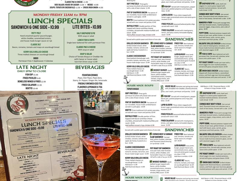 McCracken’s Irish Pub Menu