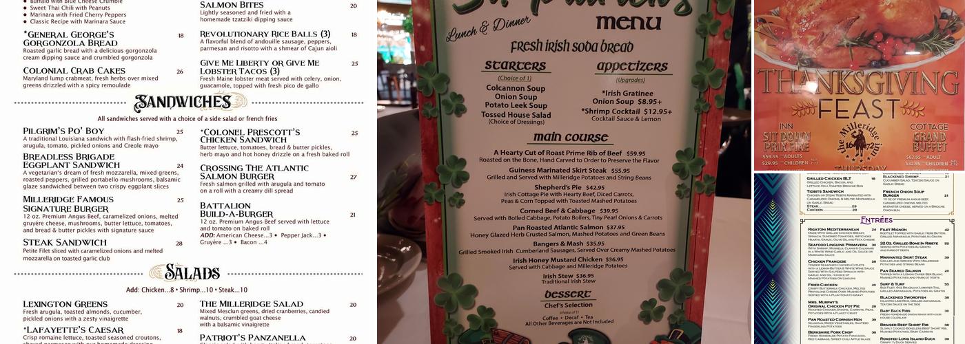 The Milleridge Inn Menu