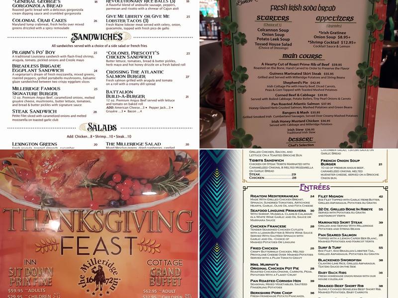 The Milleridge Inn Menu