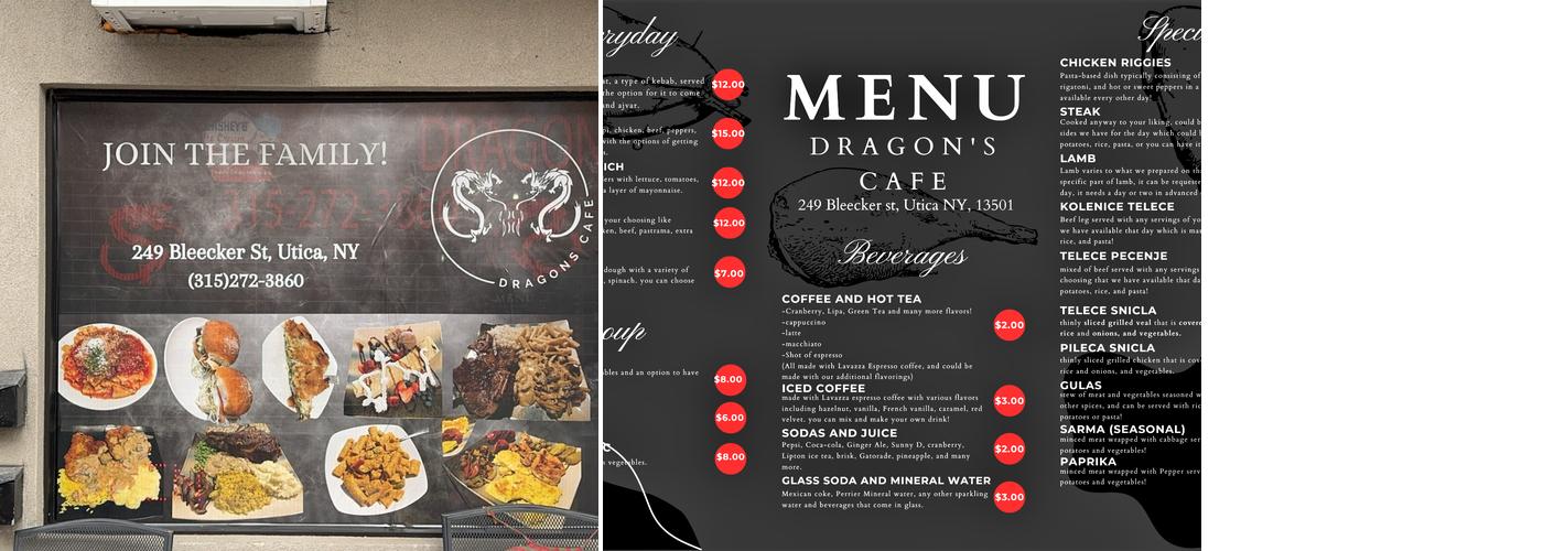 dragons cafe Menu