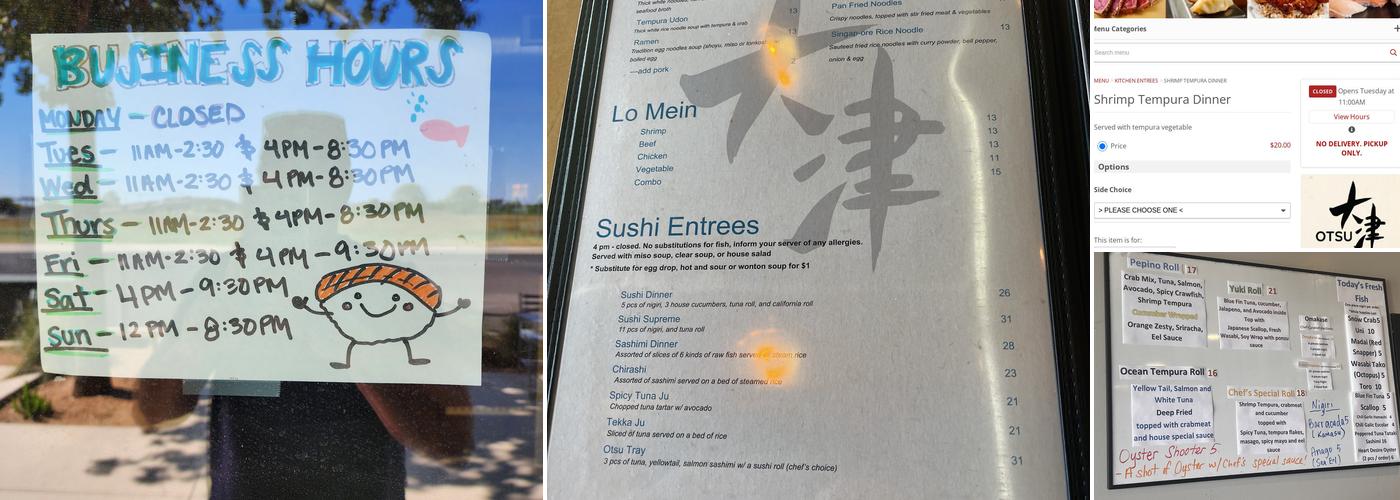 Otsu Asian Bistro & Sushi Bar Menu