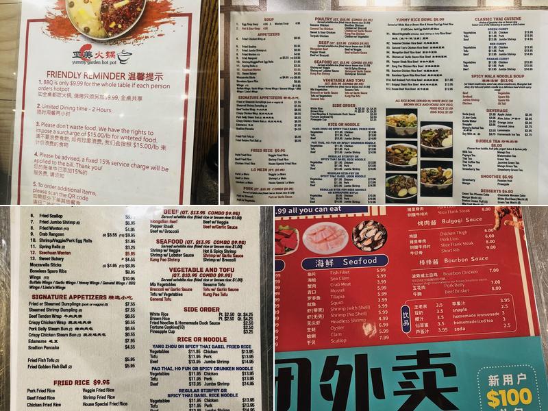 Yummy Garden Hot Pot Menu
