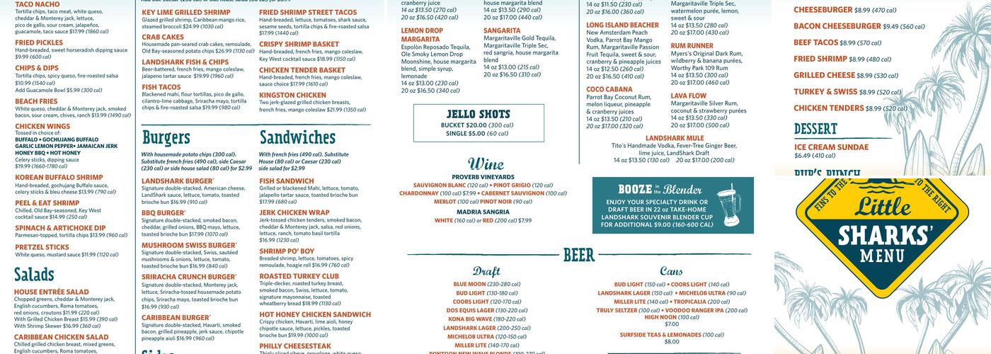 Paradise Beach Cantina Menu