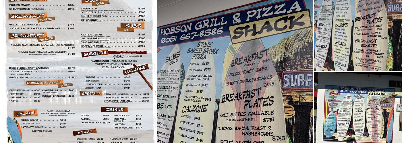 Hobson Grill & Pizza Shack Menu