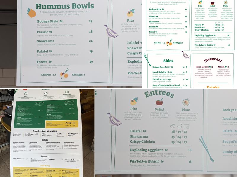 Hummus Bodega Menu
