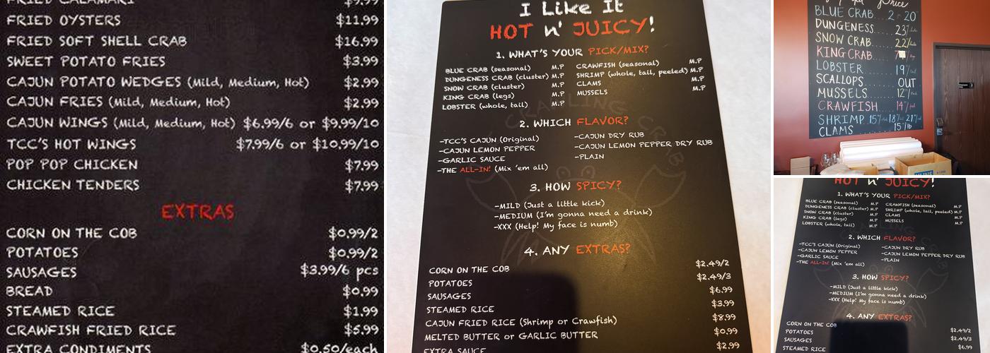 The Crawling Crab Menu