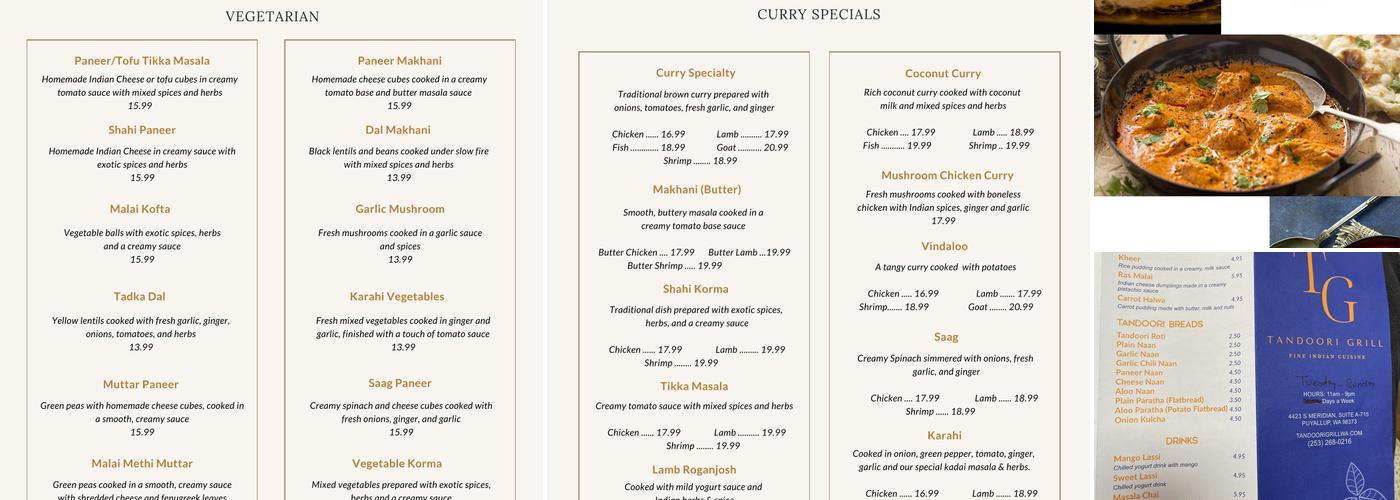 Tandoori Grill Menu