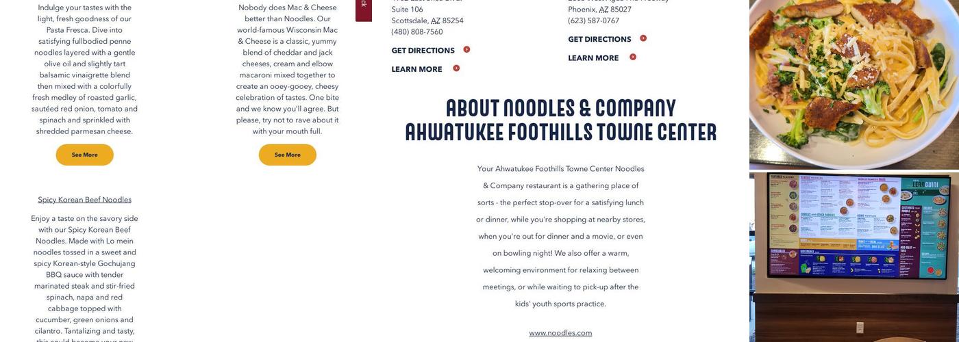 Noodles and Company Menu