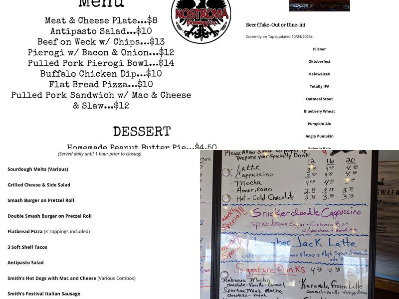 Nostrovia Brewing Co. Menu