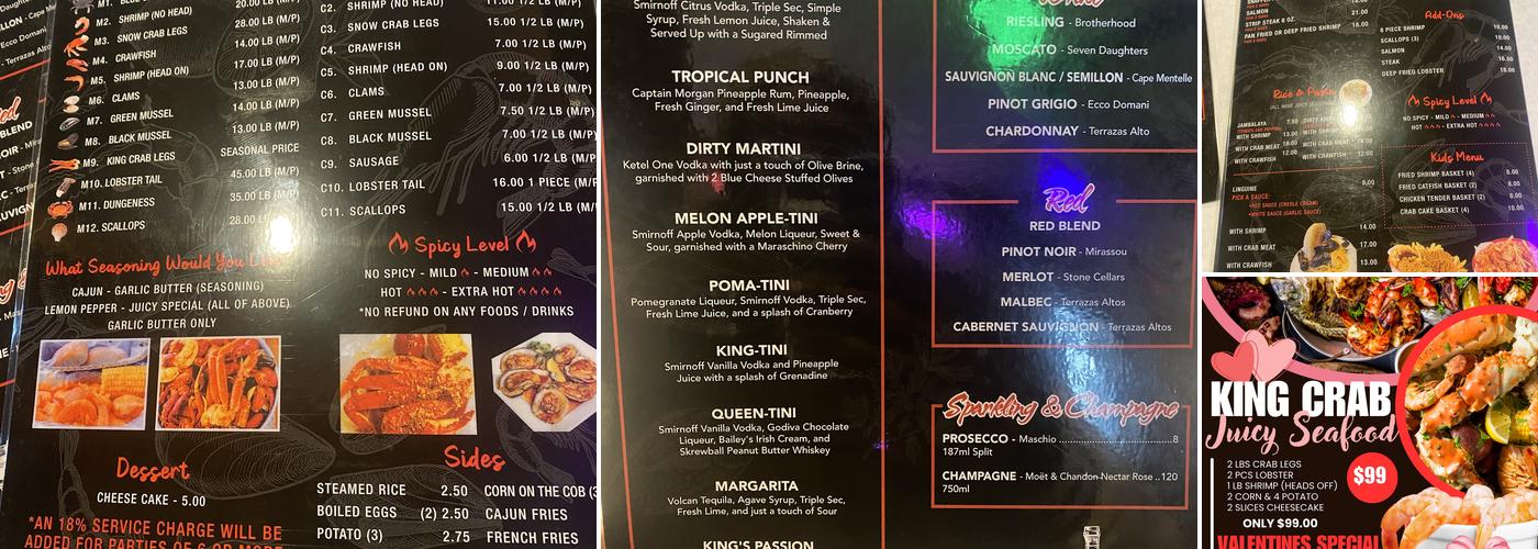 King Crab Menu