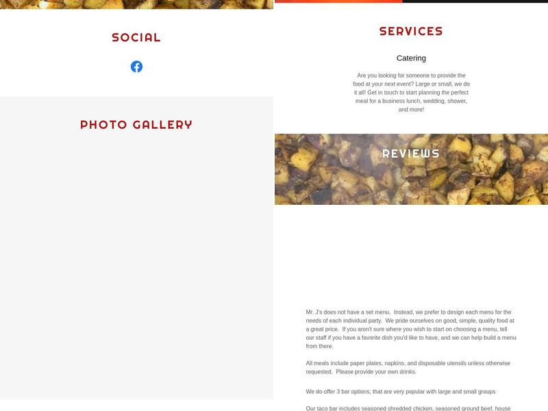 Mr. J’s Catering Menu