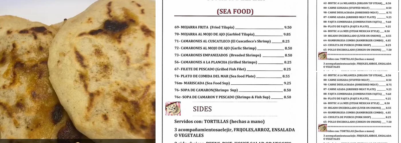 El Cuscatleco Menu