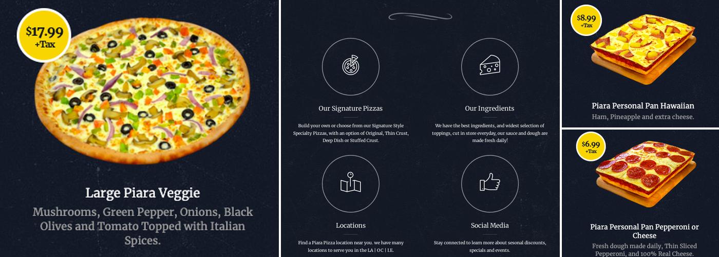 Piara Pizza Menu