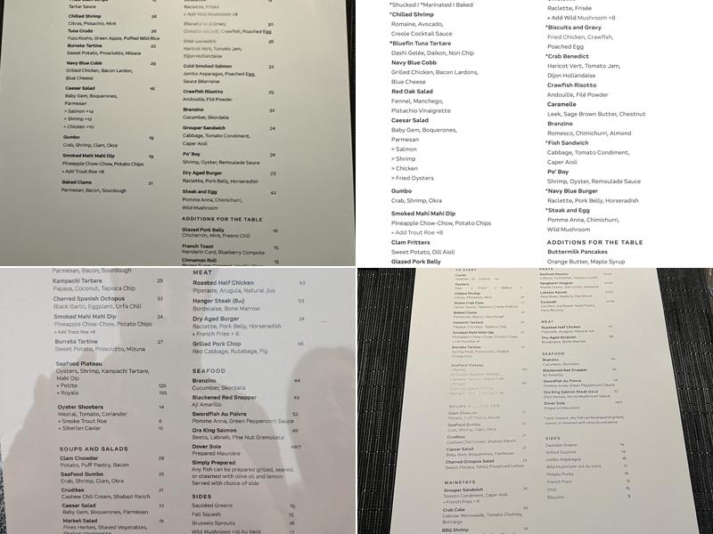 Navy Blue Menu