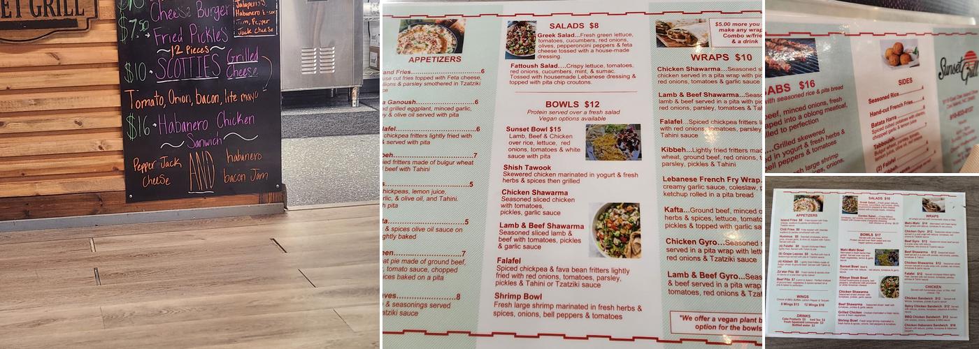Sunset Grill Menu