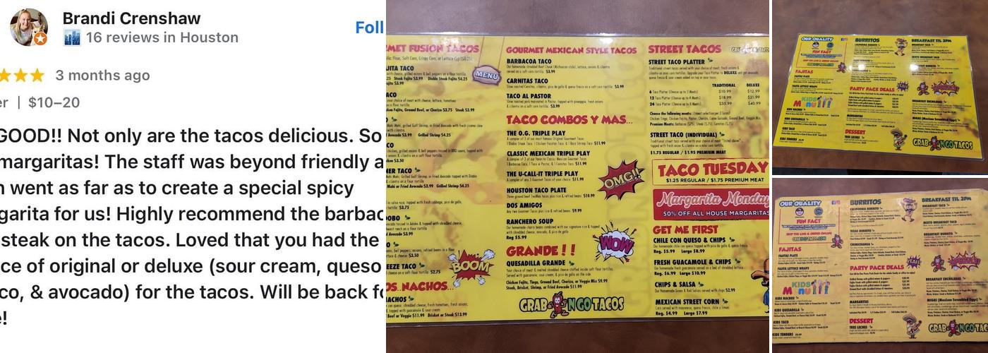 Grab N Go Tacos - New Caney Menu