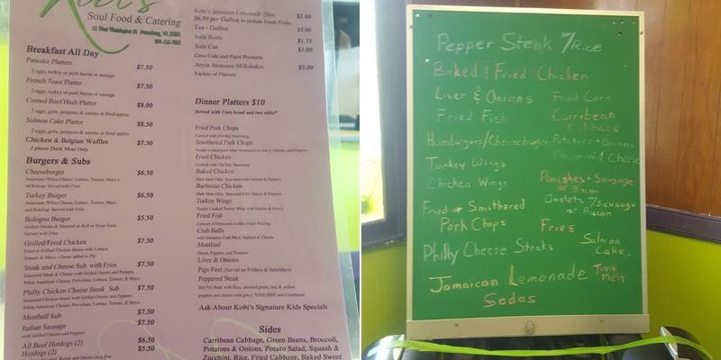 Kobi's Soul Food Menu
