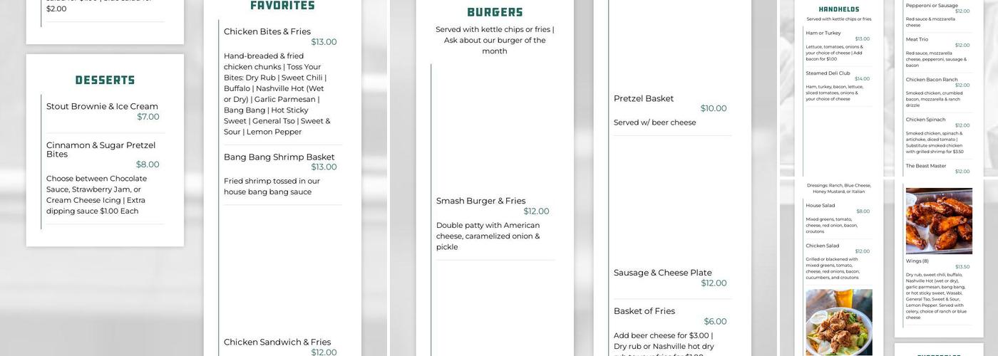 Cedar City Brewing Company Menu