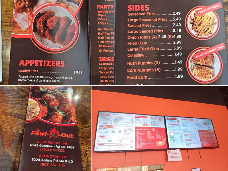 Fowl N Out Olive Branch MS Menu