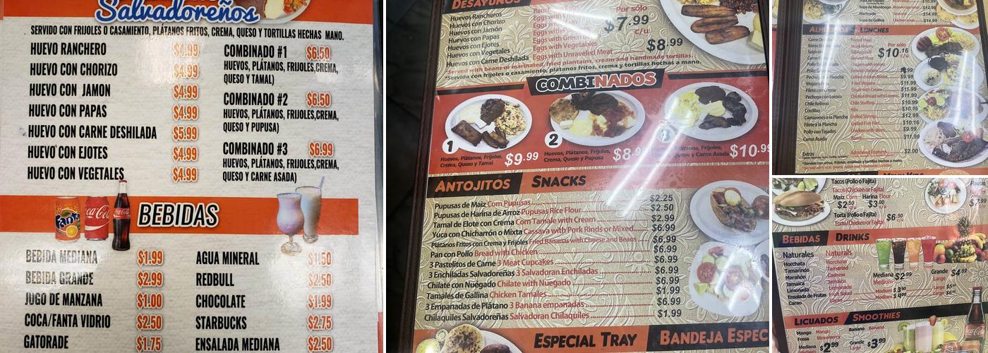 Coma Pronto Comida Salvadorena Menu