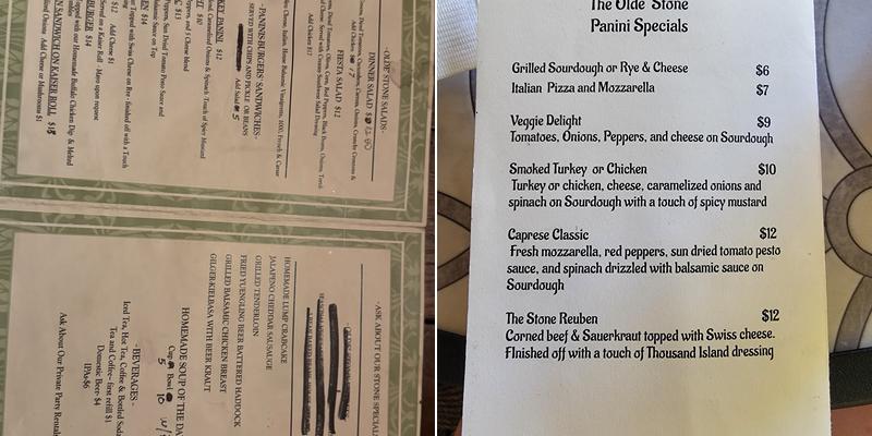 Olde Stone Tavern Menu