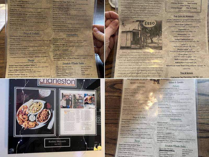 Roxbury Mercantile Menu