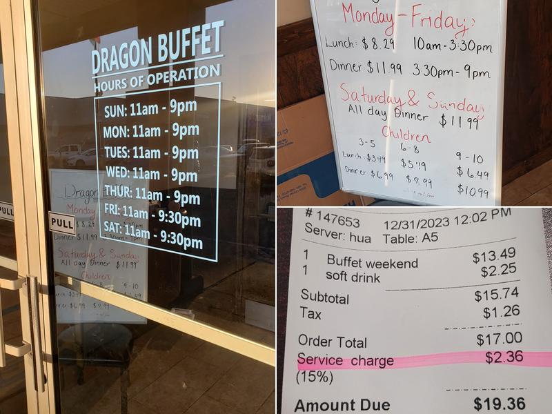 Dragon Buffet Menu