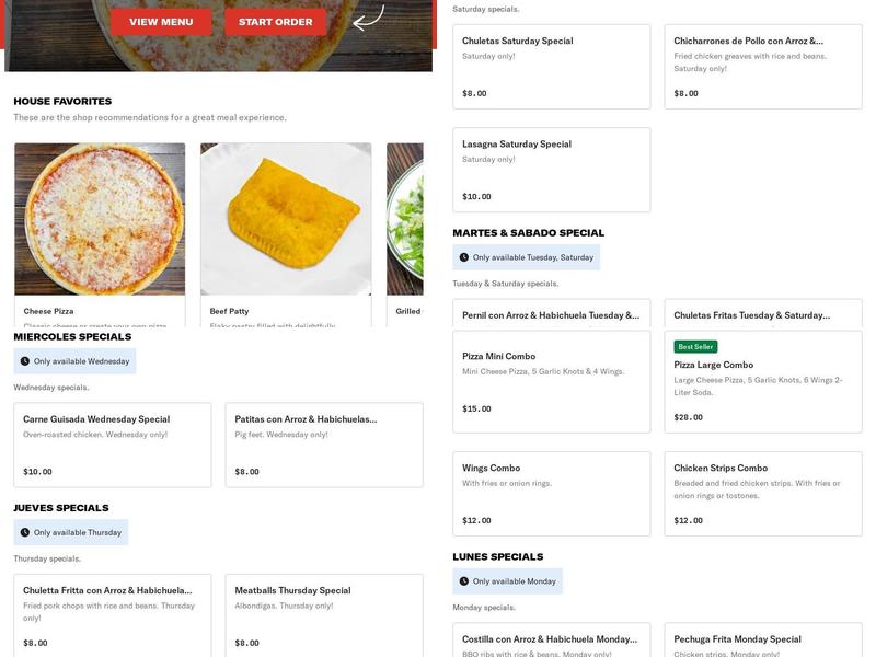 BB Pizza & Dine Menu