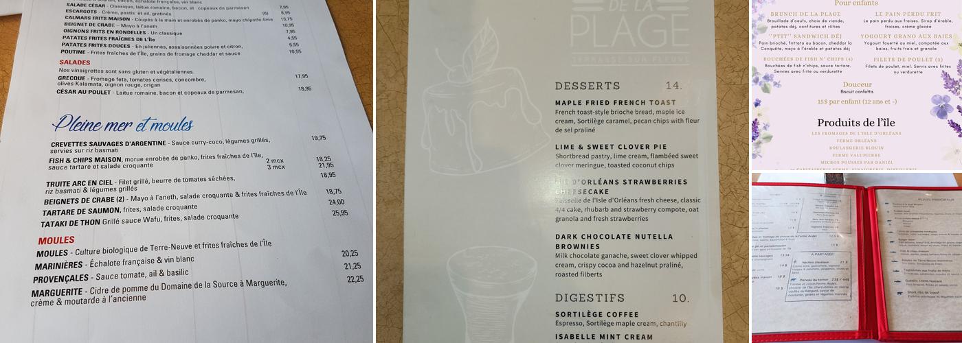 Resto de la Plage Menu