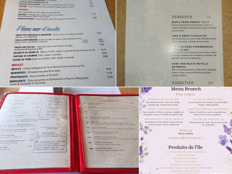 Resto de la Plage Menu