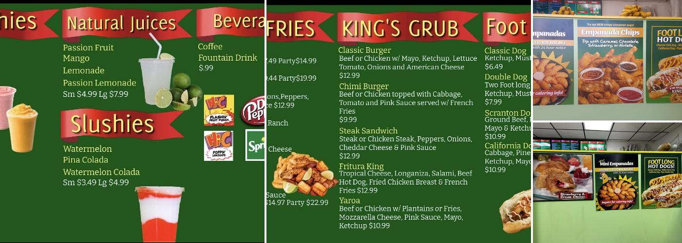 Empanada King Menu