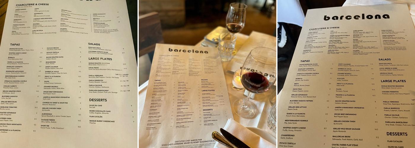 Valet Parking for Barcelona Menu