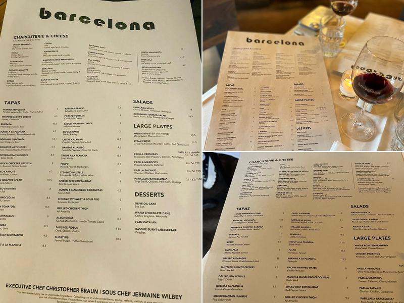 Valet Parking for Barcelona Menu