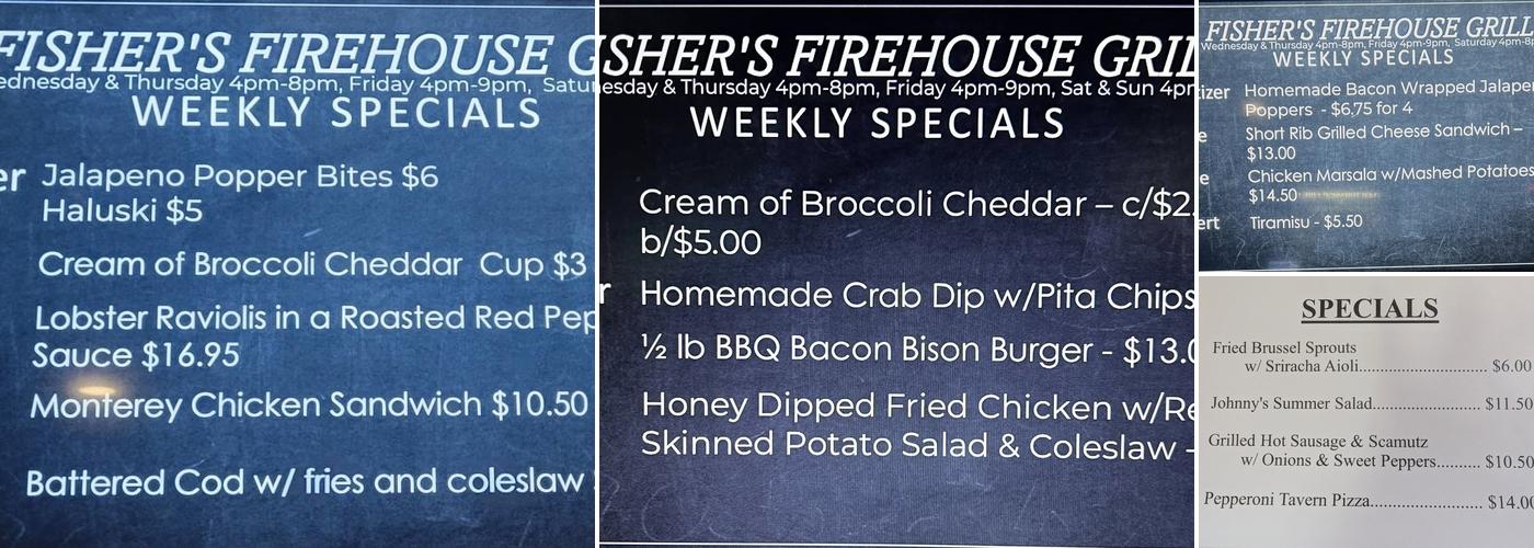 Fishers Firehouse Grill Menu